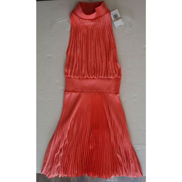 A.L.C 6DRES00832 Women's Sz 12 Malliot/Coral Renzo Pleated Blouson Dress - Picture 9 of 14